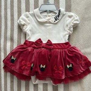 White and Red Minnie Mouse Baby Dress